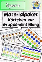 Vorschau - Mal- und Bastelvorlagen - Materialpaket Kärtchen zur Gruppeneinteilung Sportunterricht - Deckblatt