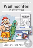 Vorschau - Arbeitsblätter - Weihnachten in aller Welt: Lesekartei und Arbeitsblätter - Deckblatt