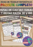 Vista previa - Hojas de trabajo - Paquete Completo Sumas y Restas hasta 20 y 100 Español - Portada