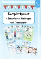 Vorschau - Arbeitsblätter - Mathematik Komplettpaket- Strichlisten. Umfragen und Diagramme (Klasse 2/3) - Deckblatt