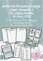 Vorschau - Spiele - 2 Rechenspaziergänge Längen umwandeln / rechnen 3-fach differenziert - Deckblatt