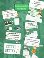 Vorschau - Arbeitsblätter - Materialpaket | Waldtiere | Wald | Laufdiktate + Leselogicals + Lesewege + Kopfrechnen + Zahlenraum #silvesterknaller2023 - Deckblatt