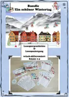 Vorschau - Stationenlernen - Bundle Lesespaziergang Lesespurgeschichte Winter Leseverständnis Lesen Klasse 1-4 - Deckblatt