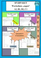 Vorschau - Arbeitsblätter - SPARPAKET Wortfeld "sagen" / Wortschatz DaF DaZ A2 - C1 - als PDF & Word - Deckblatt