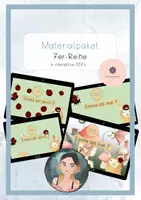 Vorschau - Stationenlernen - Materialpaket zur 7er-Reihe - vier Spiele- Einmaleins - Deckblatt