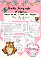 Vista previa - Unidades / Secuencias / Situaciones de Aprendizaje - Alemán paquete hojas de trabajo, sustantivos, verbos, adjetivos, Deutsch Arbeitsblätter Nomen, Verben, Adjektive DaZ/ DaF - Portada