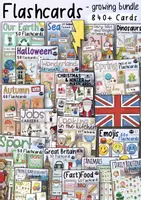 Aperçu - Feuilles d'exercices - 840+ Flashcards BUNDLE - For English Learners - Page de couverture