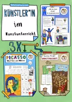 Vorschau - Stundenentwürfe - Künstler*innen im Kunstunterricht, Paket, Klimt, Picasso, Niki de Saint Phalle - Deckblatt