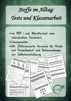 Vorschau - Test - Klassenarbeit und Tests: Stoffe im Alltag, differenziert, veränderbar - Deckblatt