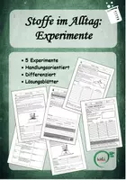 Vorschau - Arbeitsblätter - Experimente zum Thema "Stoffe im Alltag", differenziert - Deckblatt