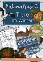 Vorschau - Stundenentwürfe - Materialpaket Tiere im Winter - Tafelmaterial, Wissenskartei & Forscherheft - Deckblatt