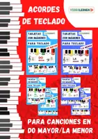 Vista previa - Hojas de trabajo - Musica Paquete de materiales 🎹 Acordes de teclado para canciones en DO MAYOR LA MENOR - Portada