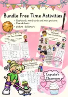 Vorschau - Arbeitsblätter - Englisch - free time activities (Hobbies, Freizeit) - Sparpaket Arbeitsblätter, Bildkarten, Miniwörterbuch (Leporello) - Deckblatt