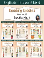 Vorschau - Arbeitsblätter - Materialpaket / Bundle No. 1 - Who am I? / Which one is it? - Reading Riddles (englische Leserätsel) - Deckblatt