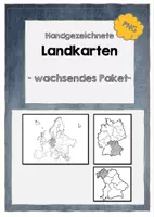 Vorschau - selbst erstellte Cliparts/Grafiken - Materialpaket mit handgezeichneten Karten - Deckblatt