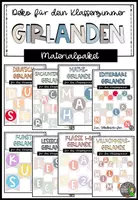 Vorschau - Mal- und Bastelvorlagen - Materialpaket - Girlanden (Wimpelketten) für das Klassenzimmer (editierbar) - Deckblatt