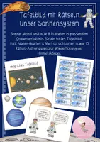 Vorschau - Spiele - Tafelbild Sonnensystem Planeten + Rätsel - Deckblatt