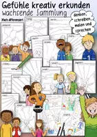 Vorschau - Arbeitsblätter - Gefühle / 😁☹️🥰 Emotionen kreativ erkunden - Sketchnotes PAKET - Deckblatt