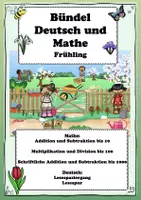 Vorschau - Arbeitsblätter - Materialpaket Bündel Frühling Deutsch Mathe Klasse 1-4 - Deckblatt
