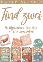 Vorschau - Stationenlernen - Materialpaket Find Zwei - Paare finden zu allen Jahreszeiten - Deckblatt