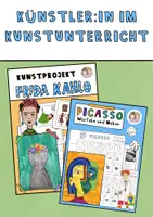 Vorschau - Stundenentwürfe - Pablo Picasso und Frida Kahlo im Kunstunterricht, zwei fertig vorbereitete Kunstprojekte, Künstler:innen im Kunstunterricht - Deckblatt