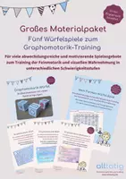 Vorschau - Spiele - Großes Materialpaket: Fünf Würfelspiele zum Graphomotorik-Training - Deckblatt