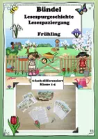 Vorschau - Arbeitsblätter - Bündel Materialpaket Deutsch Lesespaziergang Frühling Lesespur Klasse 1-4 - Deckblatt