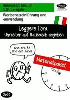 Vorschau - Arbeitsblätter - Materialpaket Leggere l'ora in italiano - Uhrzeiten auf Italienisch angeben - Deckblatt