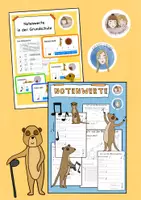 Vorschau - Arbeitsblätter - Notenwerte, Grundschule, Sparpaket, Einführung Notenwerte, Lerntheke Notenwerte - Deckblatt