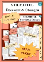 Vorschau - Arbeitsblätter - SPARPAKET STILMITTEL: Übersichten & Übungen für die Klassen 7-13 - als PDF & Word - Deckblatt
