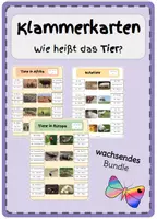 Vorschau - Arbeitsblätter - Materialpaket Klammerkarten Tiere - Deckblatt
