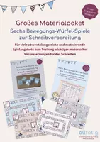 Vorschau - Stationenlernen - Großes Materialpaket: Sechs Bewegungswürfelspiele zur Schreibvorbereitung - Deckblatt