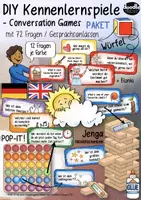 Vorschau - Stationenlernen - Kennenlernspiele PAKET (deutsch/englisch) - 72 Fragen (POP-IT!, Würfel, Jenga) - Deckblatt