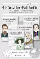 Vorschau - Arbeitsblätter - 4 Künstler-Falthefte Set 7 (Sonia Delaunay, Gabriele Münter, Antoni Gaudi, M. C. Escher) - Deckblatt