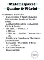 Vorschau - Stundenentwürfe - Materialpaket Quader & Würfel - Deckblatt