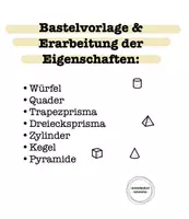 Vorschau - Arbeitsblätter - Bastelvorlage & Erarbeitung der Eigenschaften: Würfel, Quader, Prisma, Zylinder, Kegel, Pyramide - Deckblatt