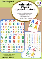 Vorschau - Videos - Materialpaket: Cliparts mit Farbwechsel - Animation: Alphabet + Zahlen + Rechenzeichen + Sonderzeichen, bunt im gif-Format - Deckblatt