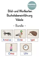 Vorschau - Bildkarten - Materialpaket Bild-und Wortkarten Buchstabeneinführung "Vokale" - Deckblatt