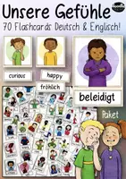 Vorschau - Fördermaterial/Inklusion - Gefühle / Emotionen / Feelings - 70 Bildwortkarten (D) / Flashcards (E) - Deckblatt