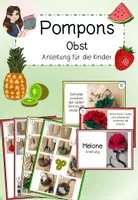 Vorschau - Stationenlernen - Materialpaket Pompons Obst Anleitung für Kinder - Deckblatt