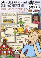 Vorschau - Spiele - Schuljahresanfang und Schuljahresende - 50 Gesprächskarten Paket (D/E) - Deckblatt