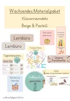 Vorschau - Mal- und Bastelvorlagen - Wachsendes Materialpaket BEIGE-PASTELL Klassenraum-Deko - Deckblatt