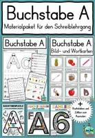 Vorschau - Mal- und Bastelvorlagen - Buchstabe A - Materialpaket Buchstabeneinführung Schreiblehrgang DaZ / Deutsch - Deckblatt