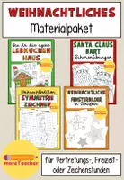 Vorschau - Arbeitsblätter - MATERIALPAKET: Weihnachtliches Material für Vertretungs-, Freizeit- oder Zeichenstunden - Deckblatt