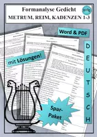 Vorschau - Arbeitsblätter - SPARPAKET Formanalyse Gedicht Übungen zu Metrum und Reim - als PDF & Word - Deckblatt