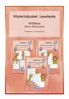 Vorschau - Arbeitsblätter - Lesetexte: Wildtiere (3 Schwierigkeitsstufen) - Deckblatt