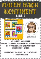 Vorschau - Arbeitsblätter - BUNDLE Kontinentmalen - Malen nach Kontinent - Deckblatt
