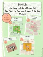 Vorschau - Arbeitsblätter - BUNDLE: 4 Minihefte - Tiere des Bauernhofs - das Pferd, die Kuh, das Schwein & der Esel - Deckblatt