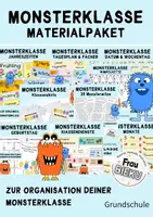 Vorschau - Mal- und Bastelvorlagen - Materialpaket Klassenmotto Mottoklasse Klassenmaskottchen Monster - Deckblatt