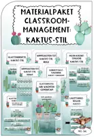 Vorschau - Unterrichtsreihen - Wachsendes Materialpaket: Classroom-Management Kaktus/Sukkulenten türkis/beige - Deckblatt
